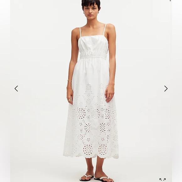 NWT Madewell Embroidered Tank Midi Dress in Poplin White Cotton Boho NS131 - Picture 7 of 15